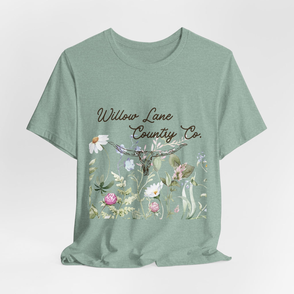 Floral Longhorn Comfort T-shirt - Western Women's T-shirt - Floral Boho Shirt