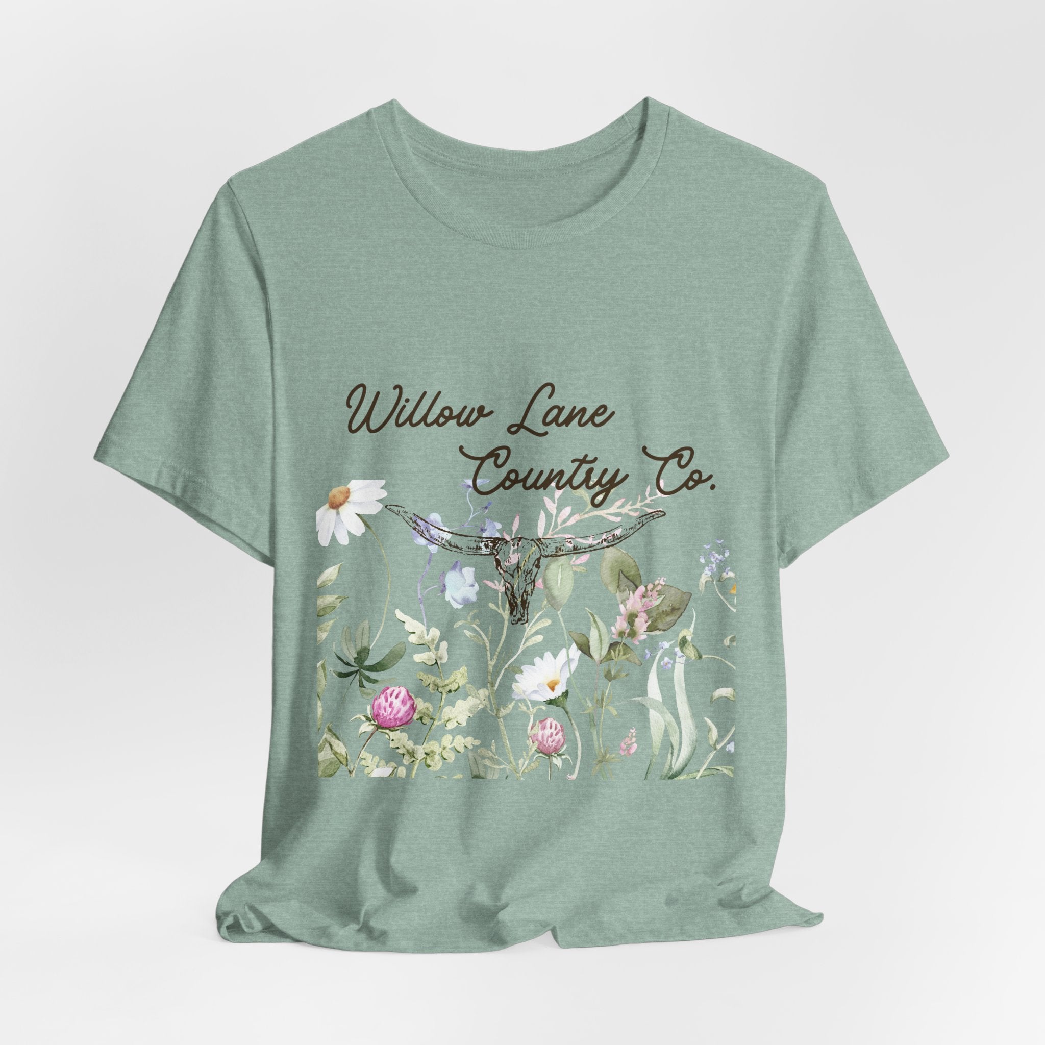 Floral Longhorn Comfort T-shirt - Western Women's T-shirt - Floral Boho Shirt