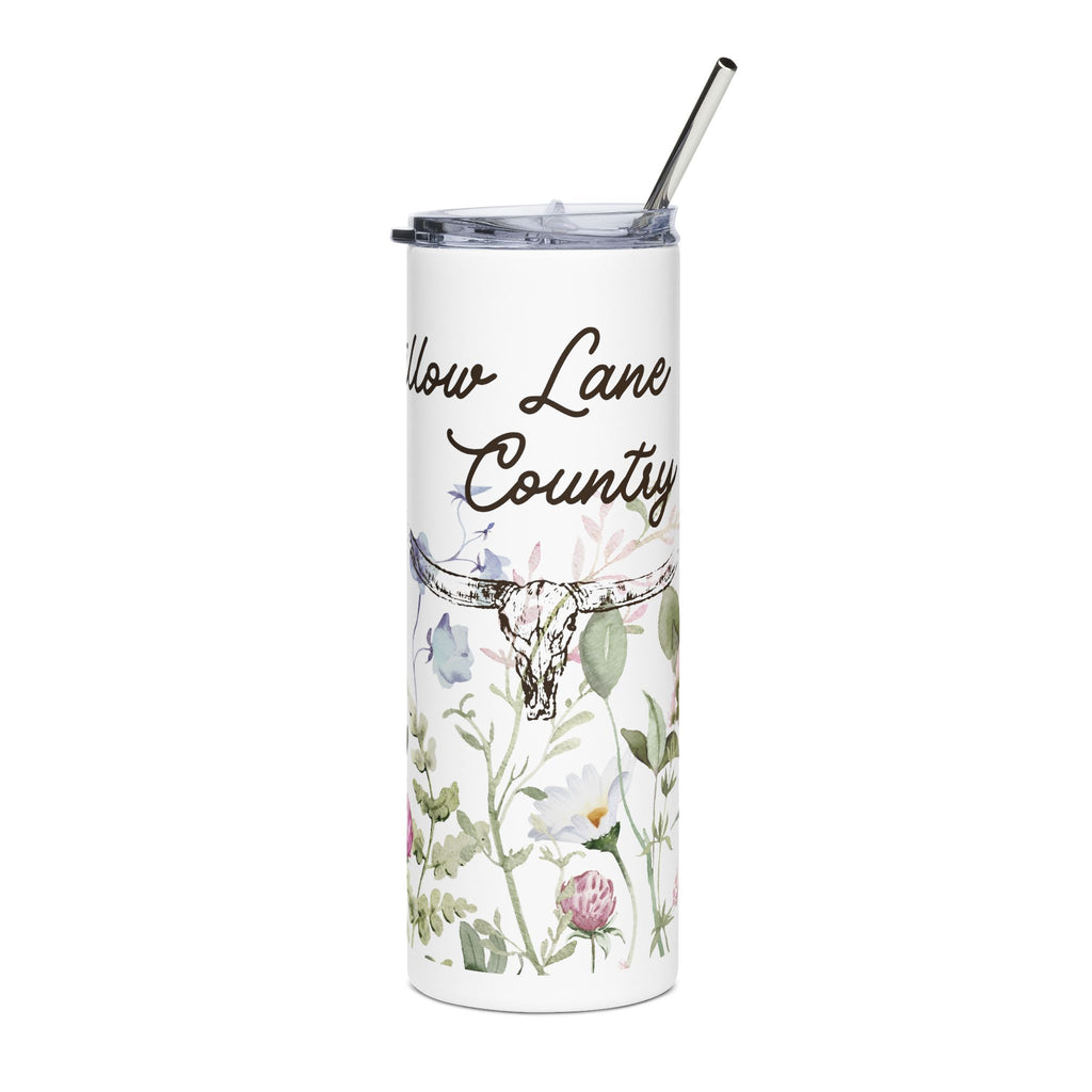 Wildflower Botanical Script Tumbler 20oz | Stainless Steel Slim Cup