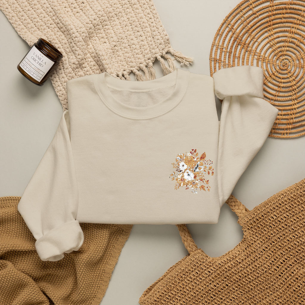Womens Floral Embroidered Crewneck