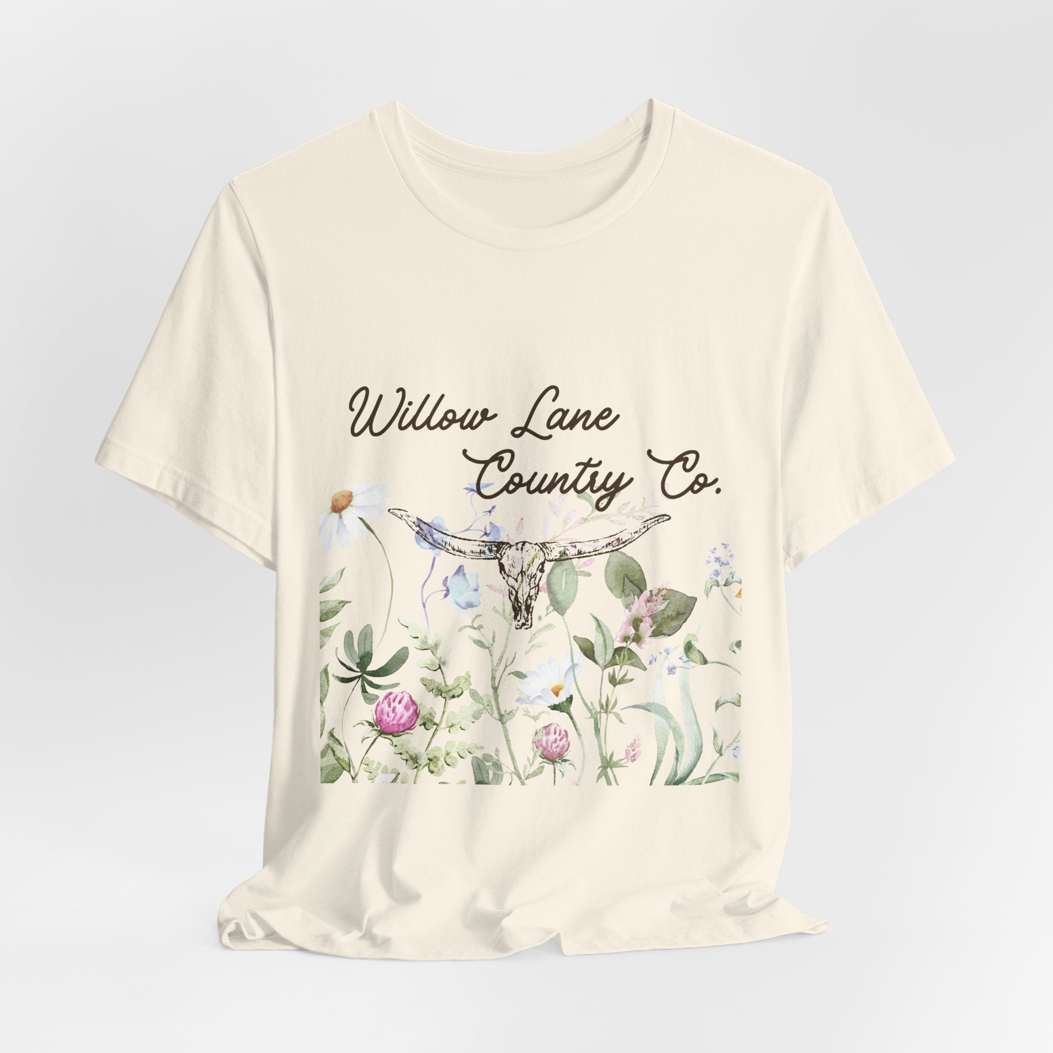 Floral Longhorn Comfort T-shirt - Western Women's T-shirt - Floral Boho Shirt