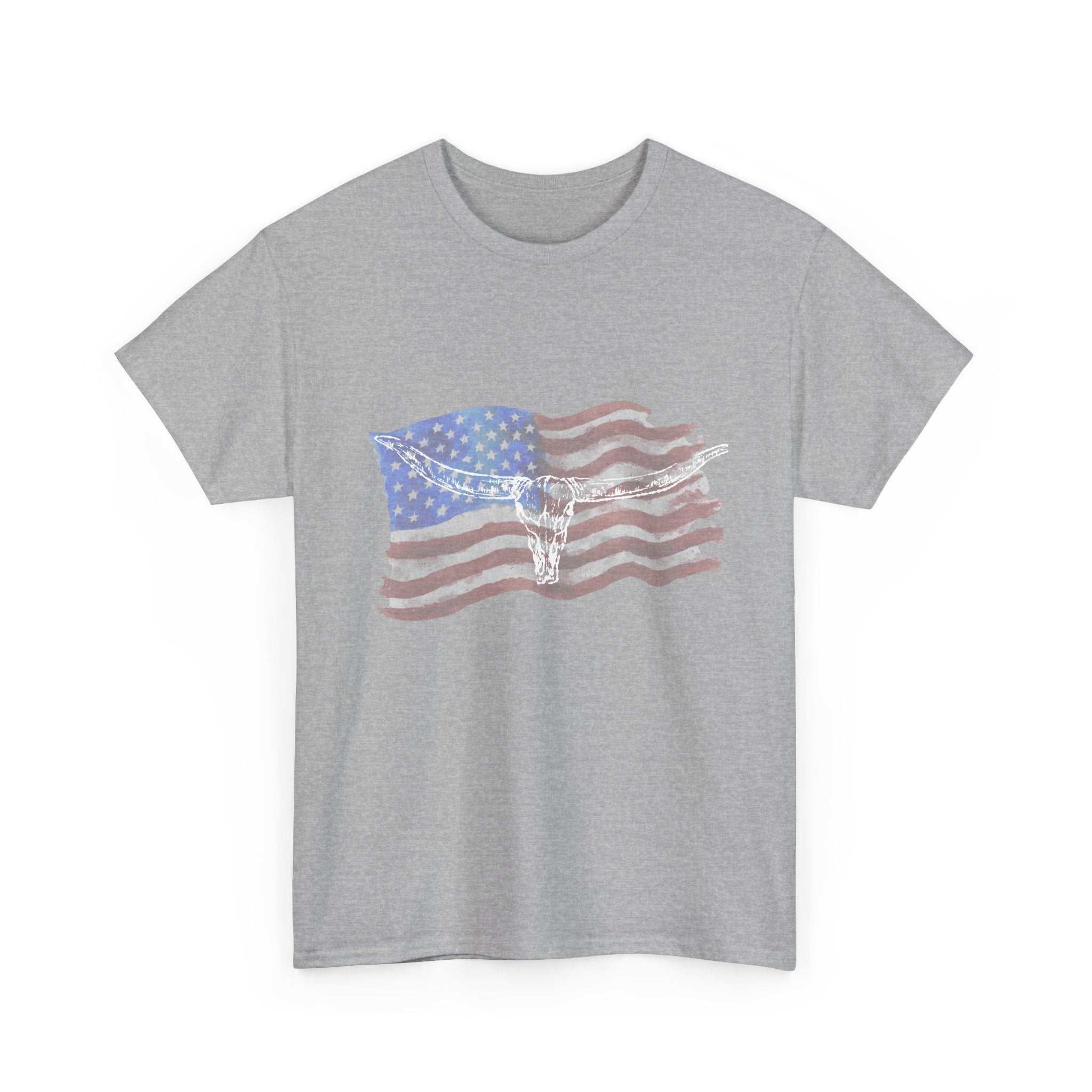 American Flag Longhorn Tee