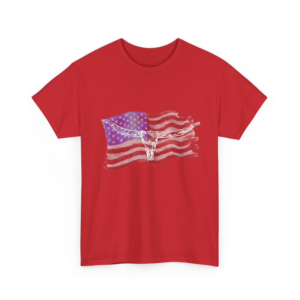 American Flag Longhorn Tee