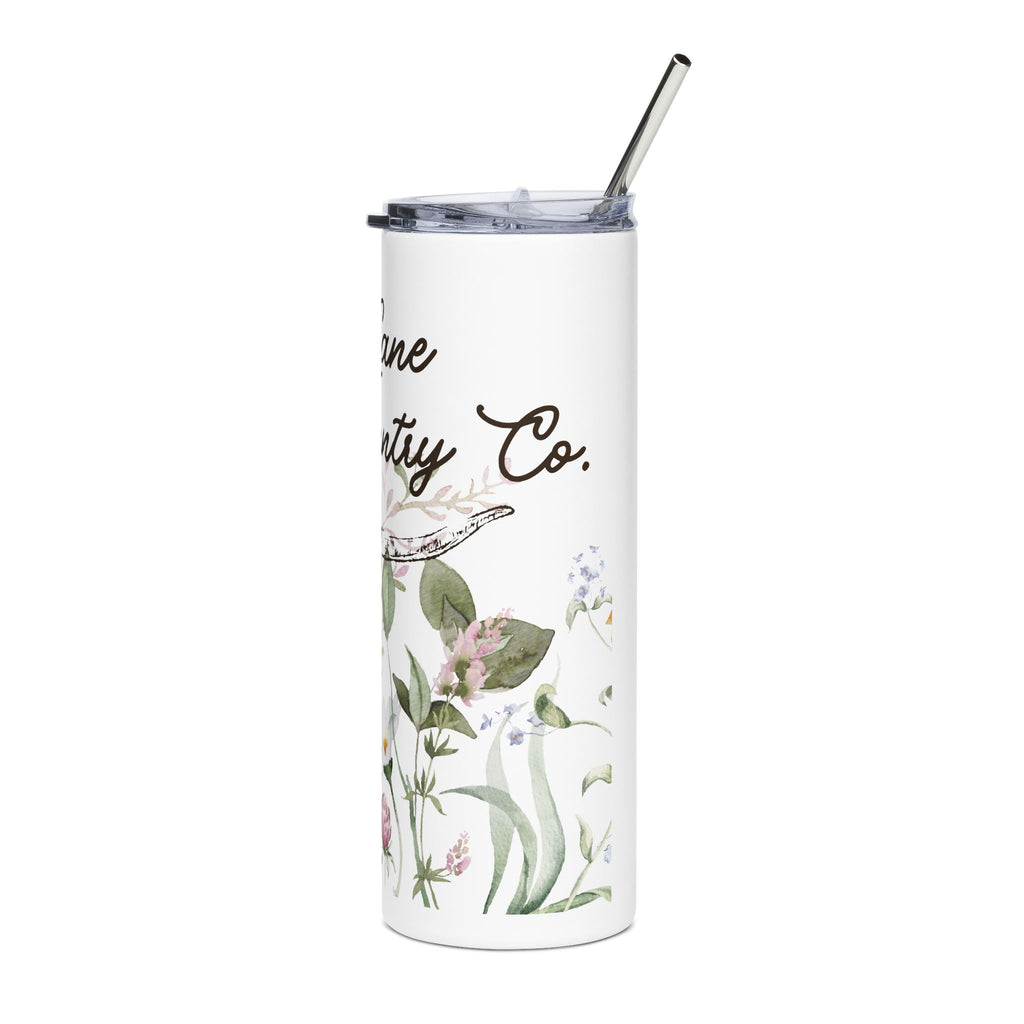 Wildflower Botanical Script Tumbler 20oz | Stainless Steel Slim Cup