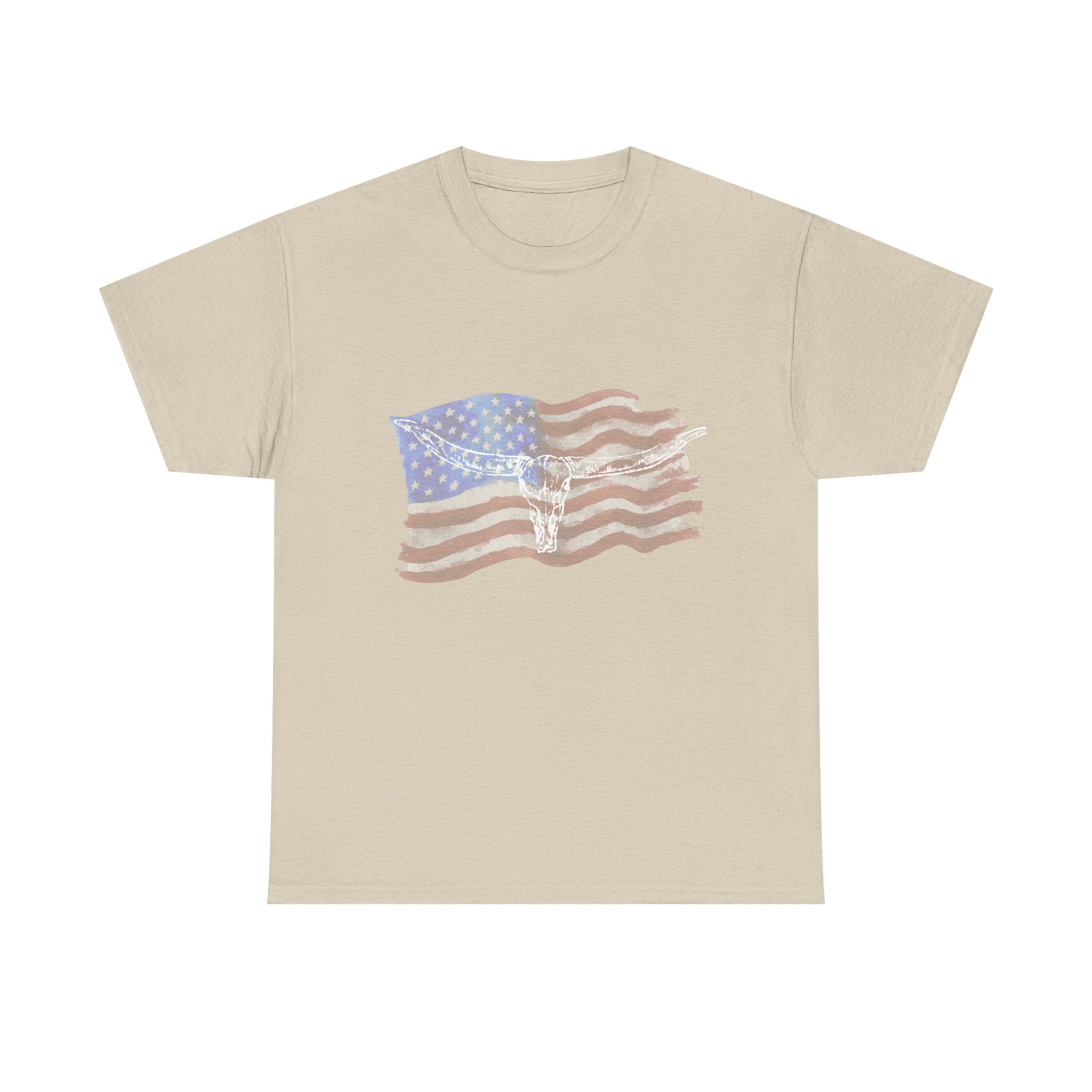 American Flag Longhorn Tee