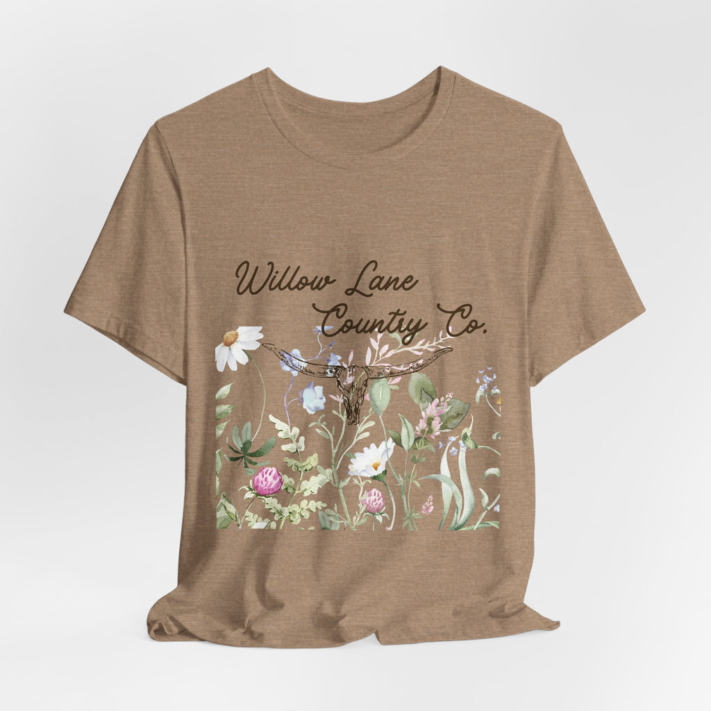 Floral Longhorn Comfort T-shirt - Western Women's T-shirt - Floral Boho Shirt
