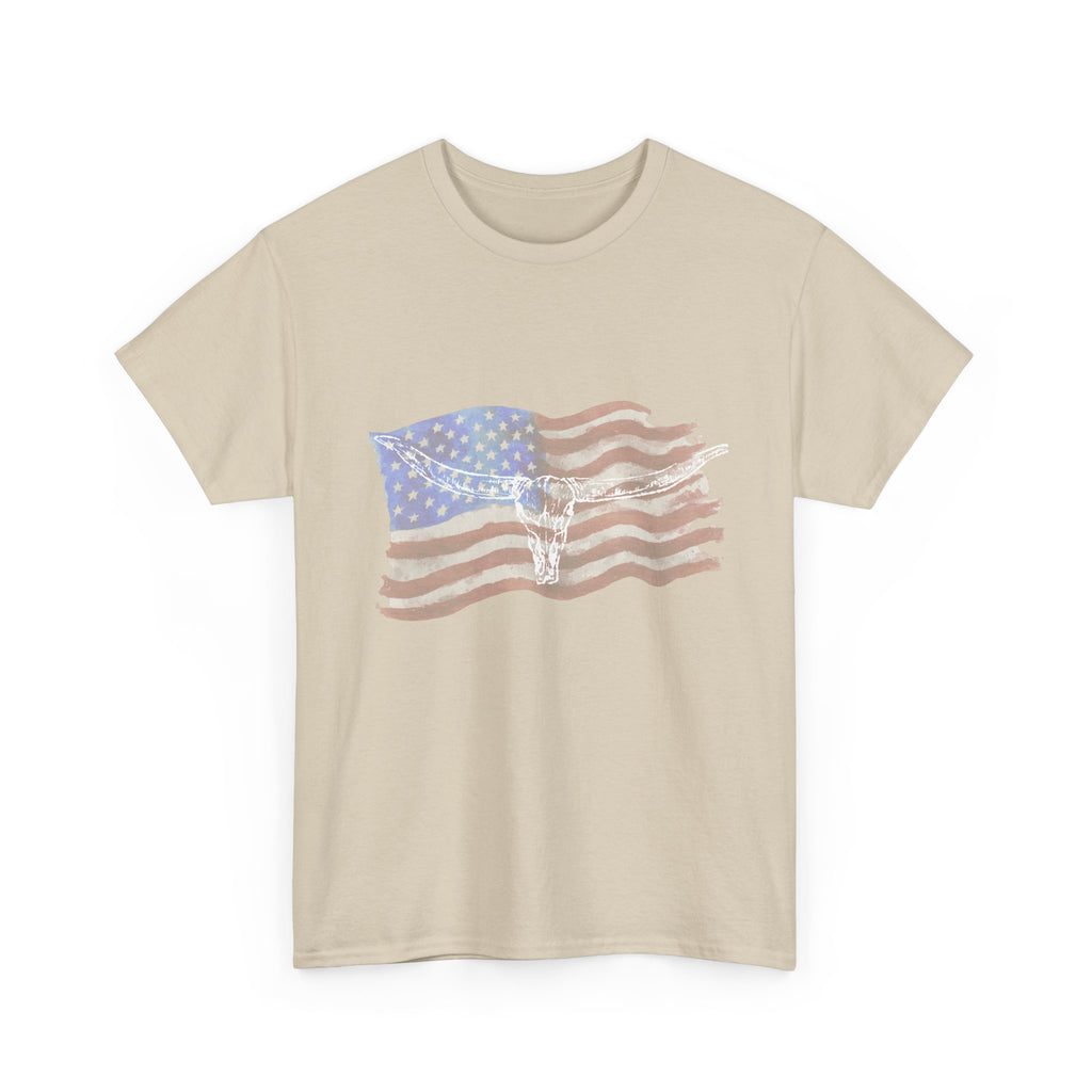 American Flag Longhorn Tee