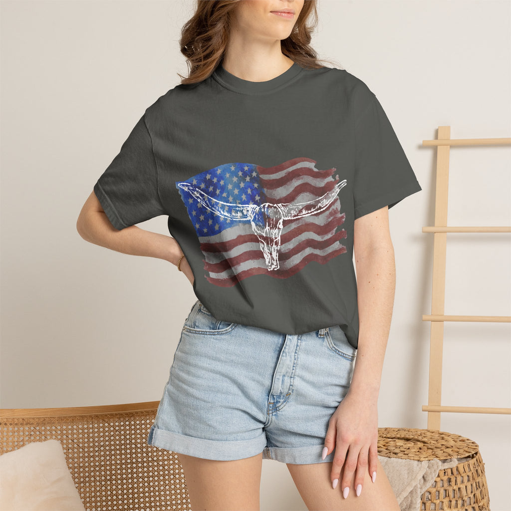 Unisex American Flag Longhorn T-Shirt