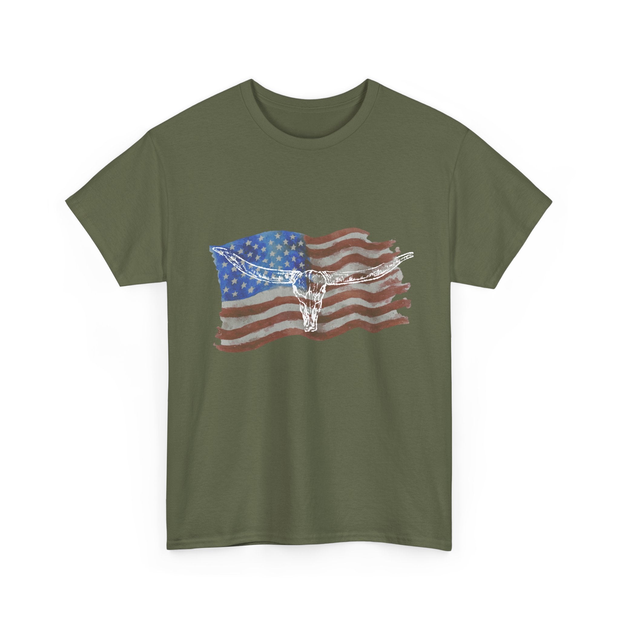 American Flag Longhorn Tee
