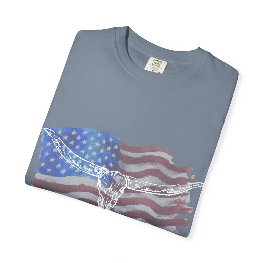 Unisex American Flag Longhorn T-Shirt
