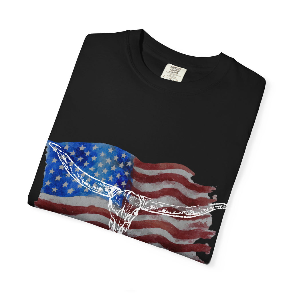 Unisex American Flag Longhorn T-Shirt
