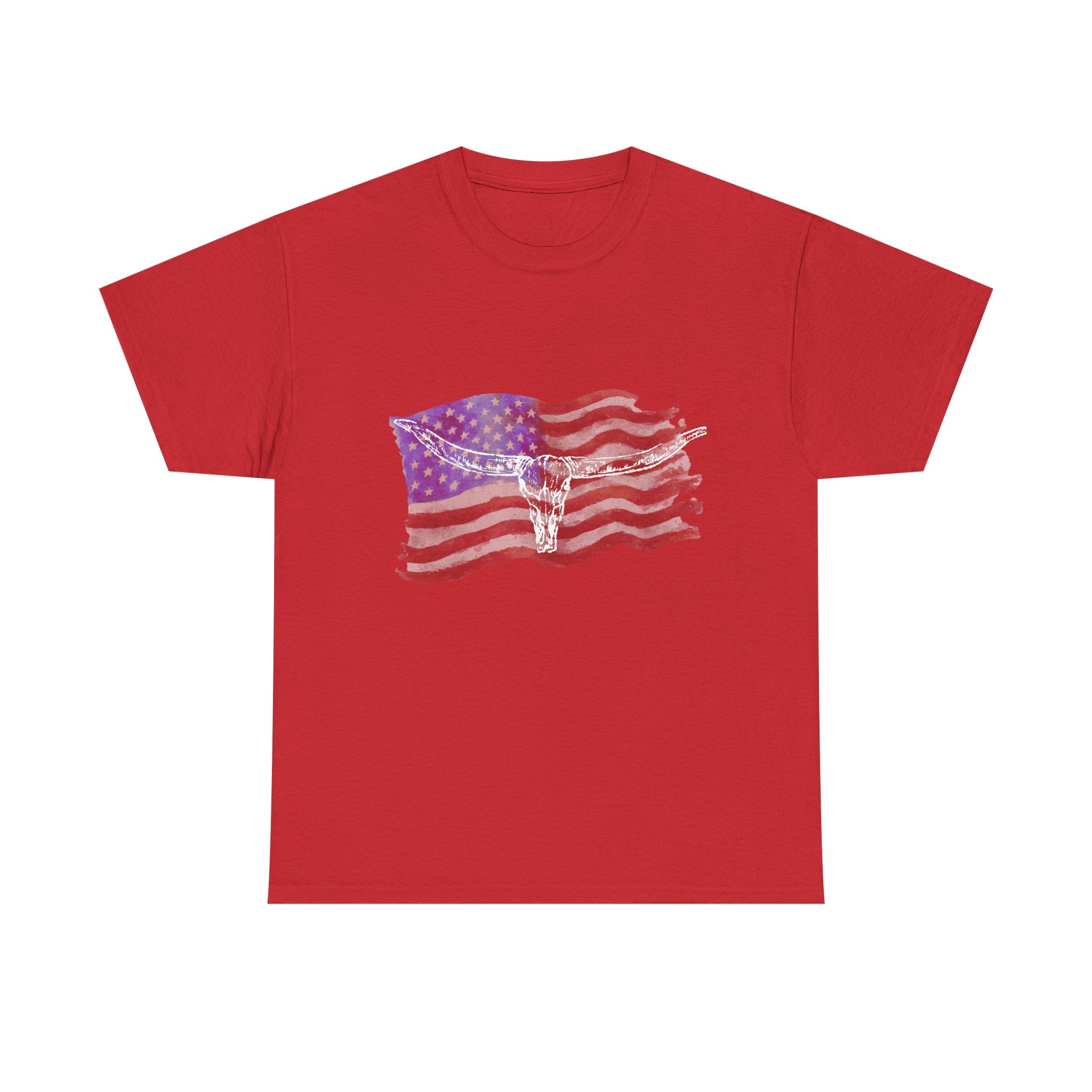 American Flag Longhorn Tee