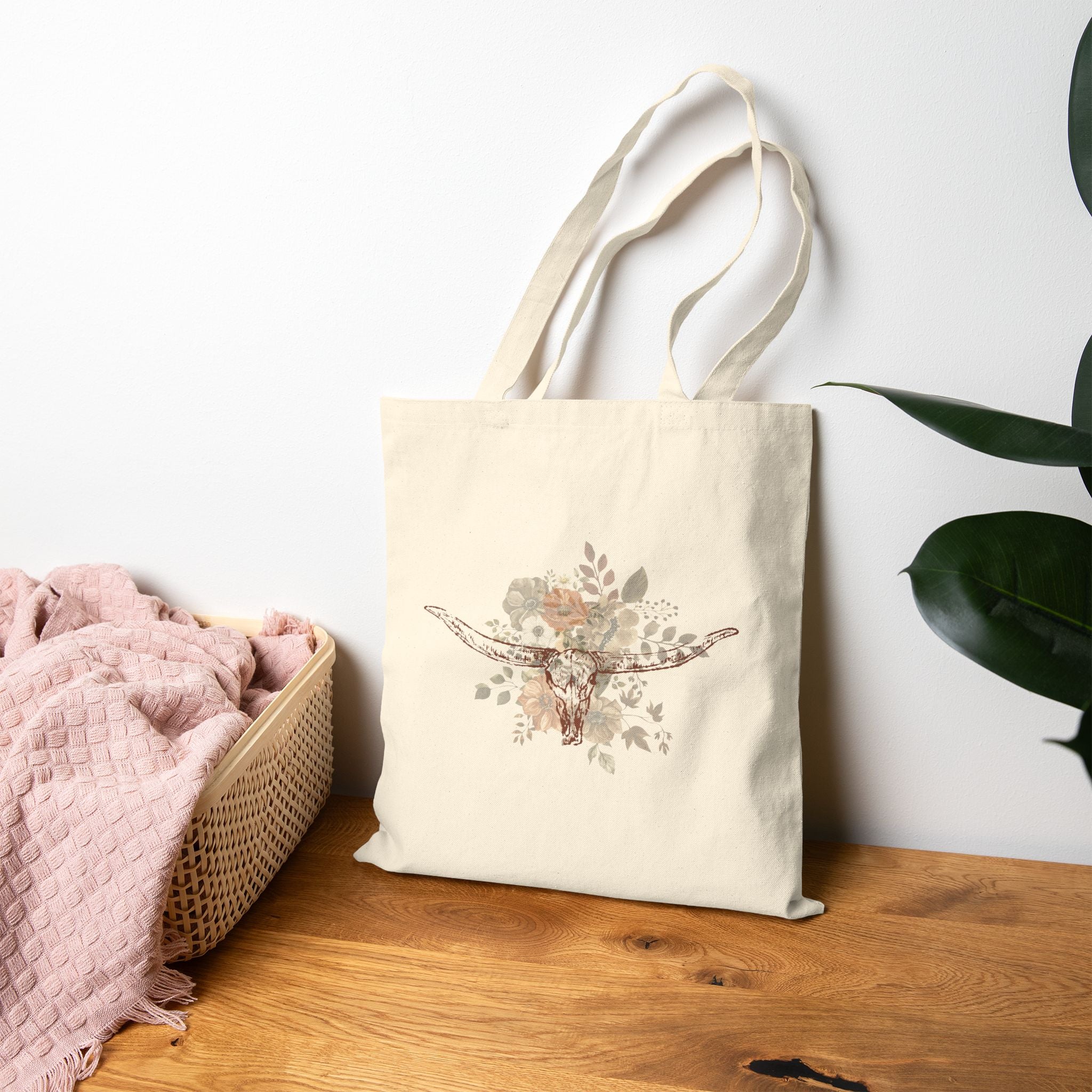 Neutral Western Floral Totebag