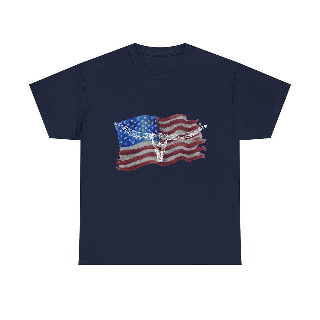 American Flag Longhorn Tee