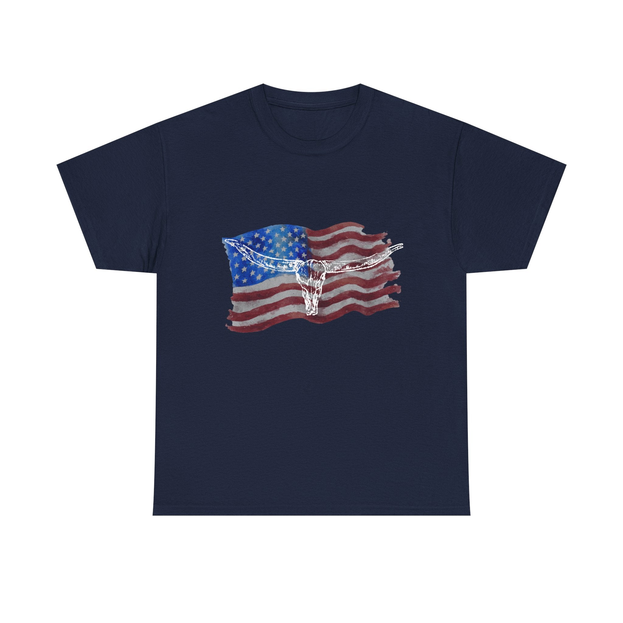 American Flag Longhorn Tee