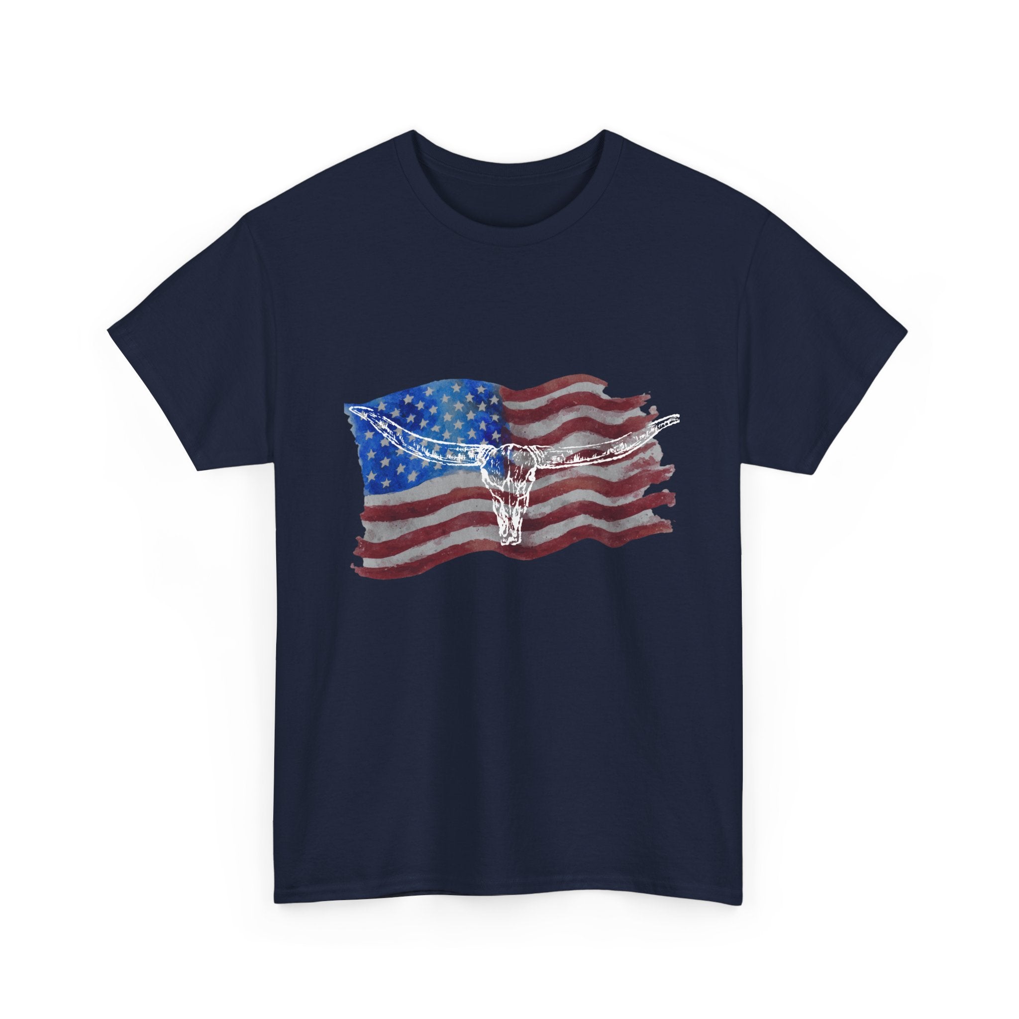 American Flag Longhorn Tee