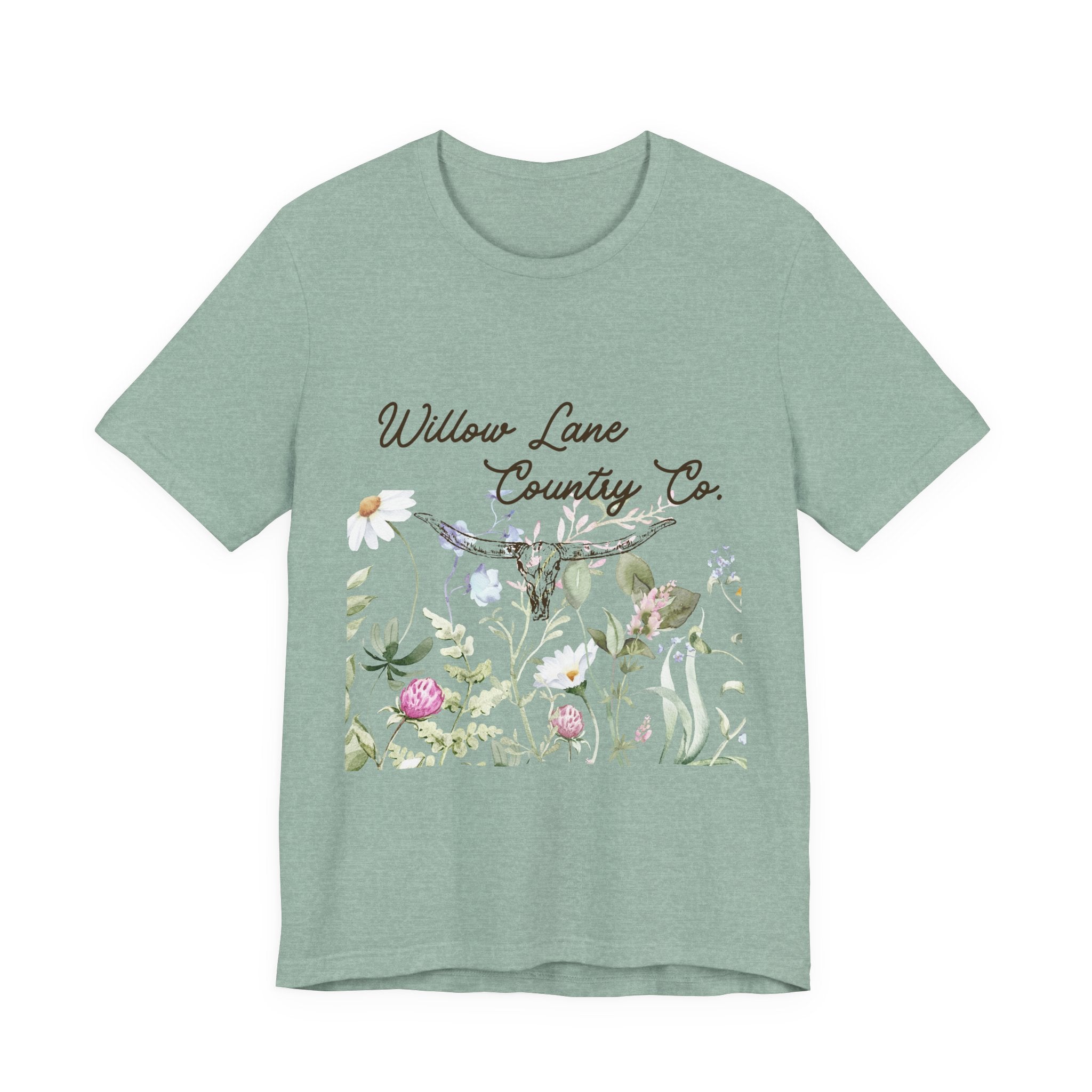 Floral Longhorn Comfort T-shirt - Western Women's T-shirt - Floral Boho Shirt