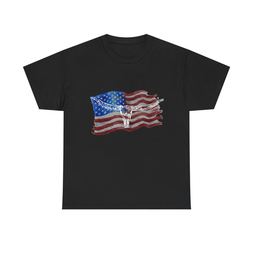 American Flag Longhorn Tee