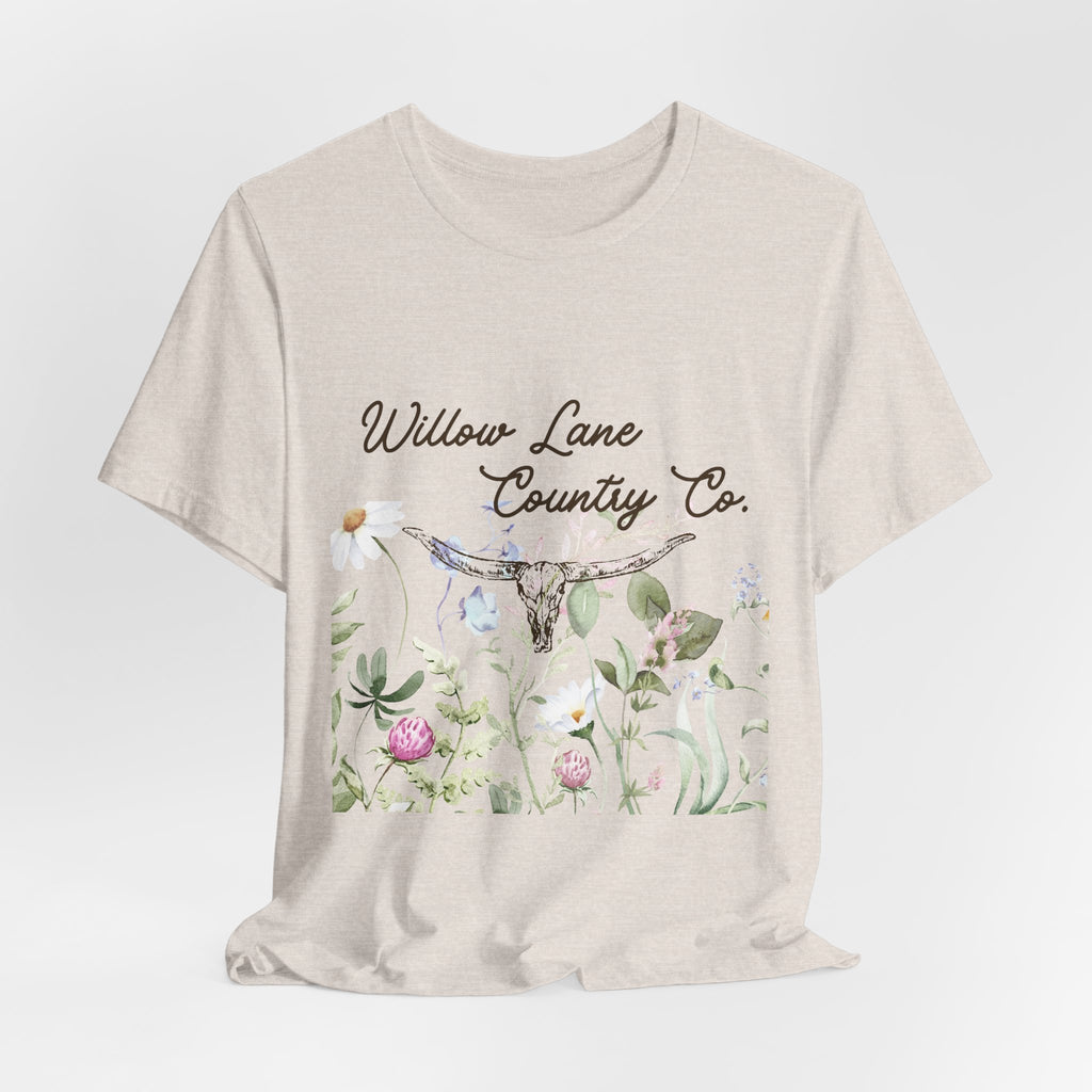 Floral Longhorn Comfort T-shirt - Western Women's T-shirt - Floral Boho Shirt