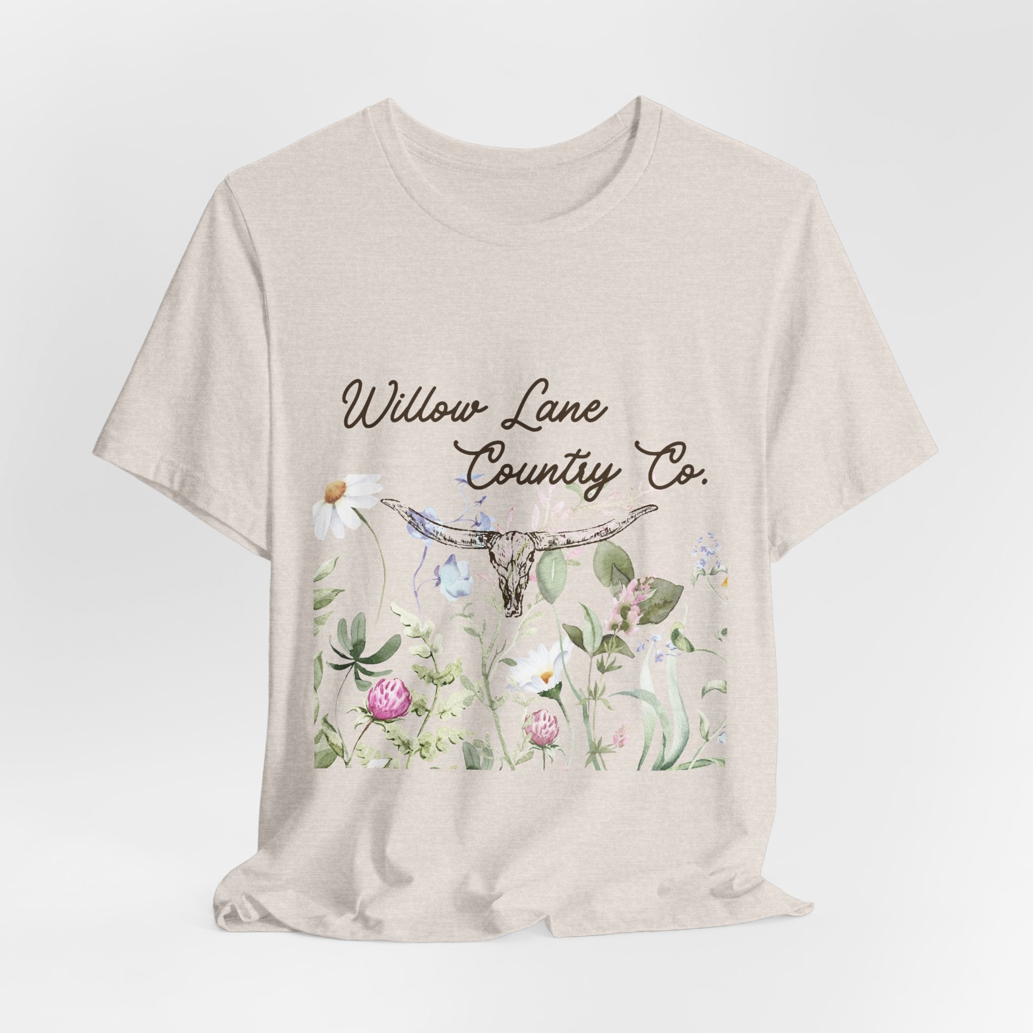 Floral Longhorn Comfort T-shirt - Western Women's T-shirt - Floral Boho Shirt