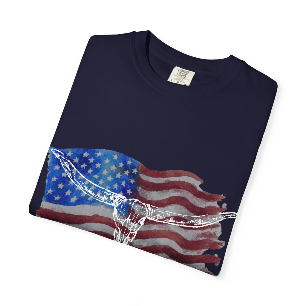 Unisex American Flag Longhorn T-Shirt