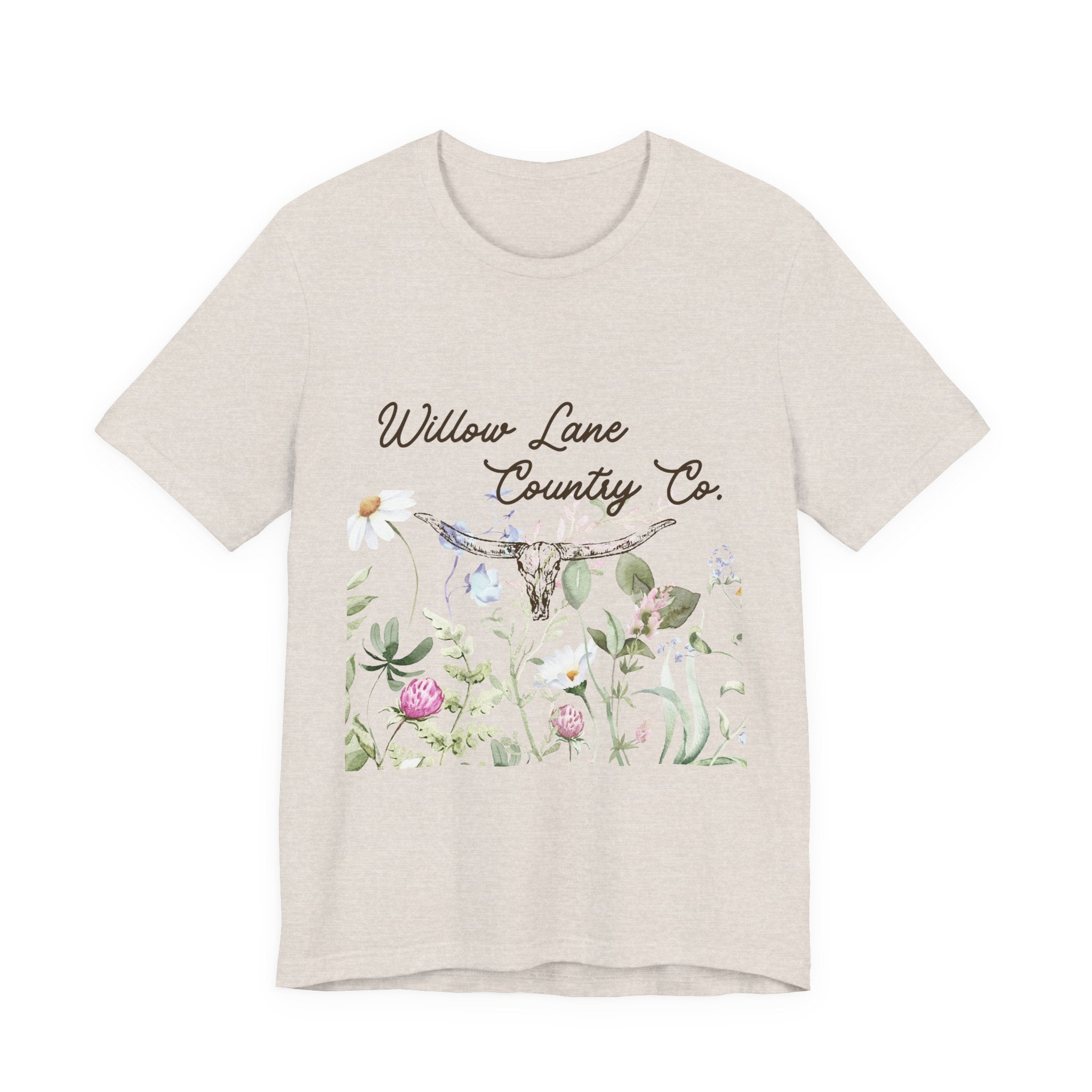 Floral Longhorn Comfort T-shirt - Western Women's T-shirt - Floral Boho Shirt