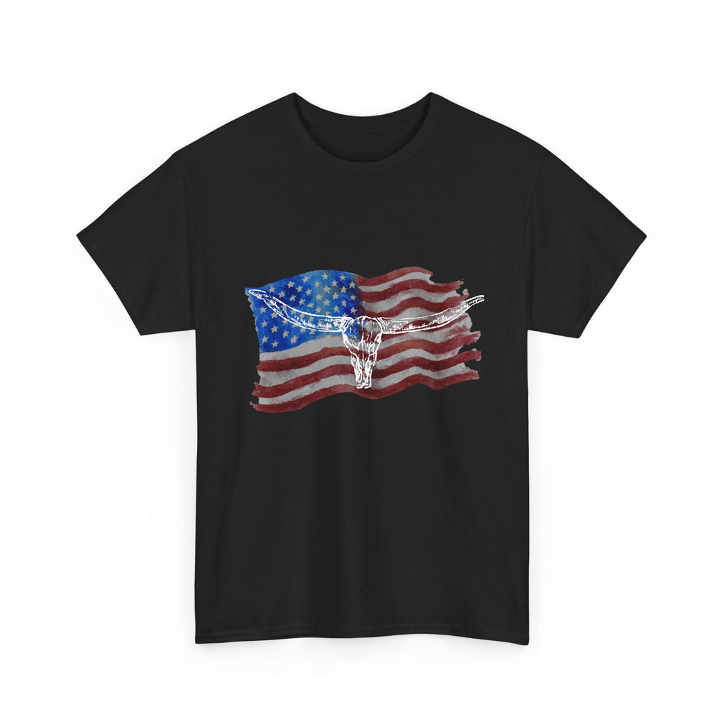 American Flag Longhorn Tee